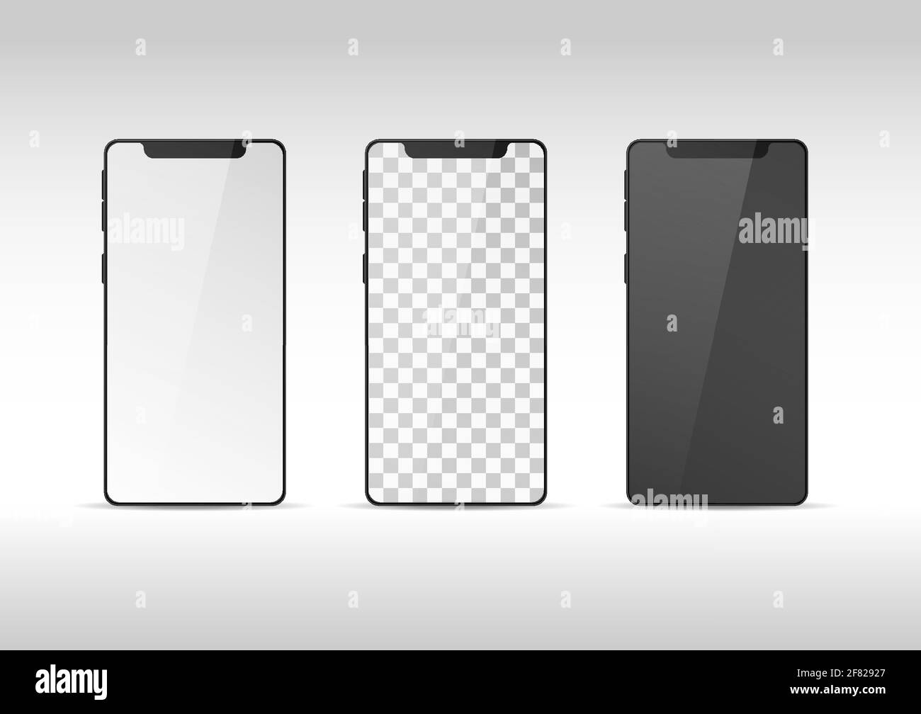 Set von realistischen Handy-Mockup. Smartphone Frame Vorderansicht leeres Display. Isolierter Grafikvektor. Stock Vektor