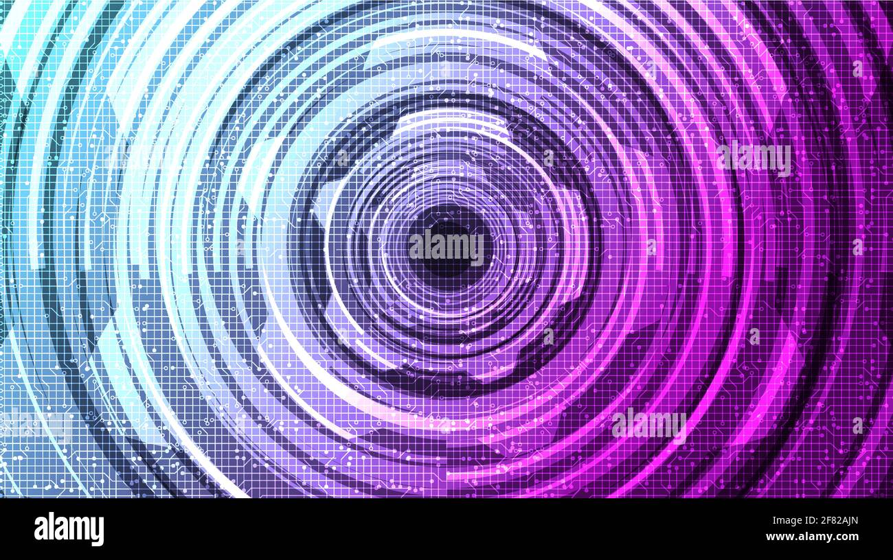 Purple Cyber Warp Technologie Hintergrund, Hi-Tech Digital und Security Concept Design, Freier Platz für Text in Put, Vektor-Illustration. Stock Vektor