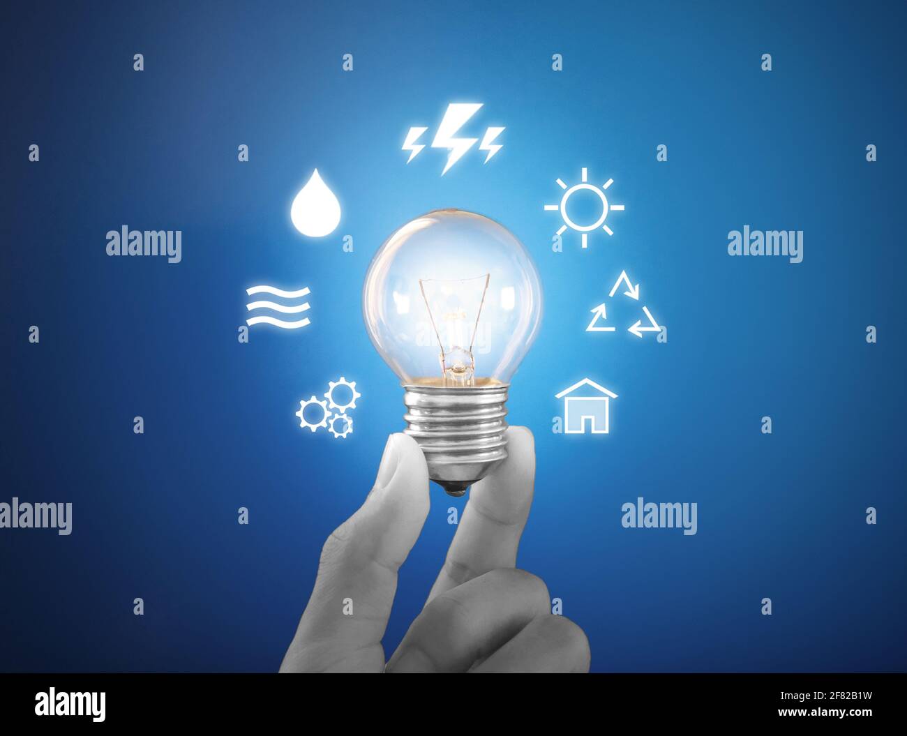 Energiesparend, saubere Energie und intelligentes Energiekonzept Stockfoto