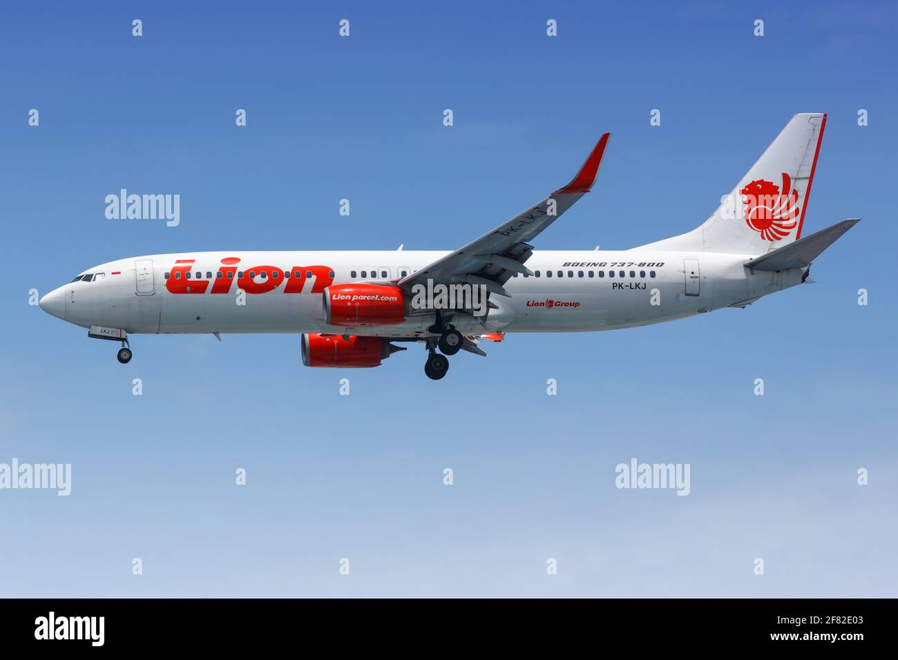 Jakarta, Indonesien – 26. Januar 2018: Lion Air Boeing 737-800 am Flughafen Jakarta (CGK) in Indonesien. Boeing ist ein Flugzeughersteller mit Sitz in Seat Stockfoto