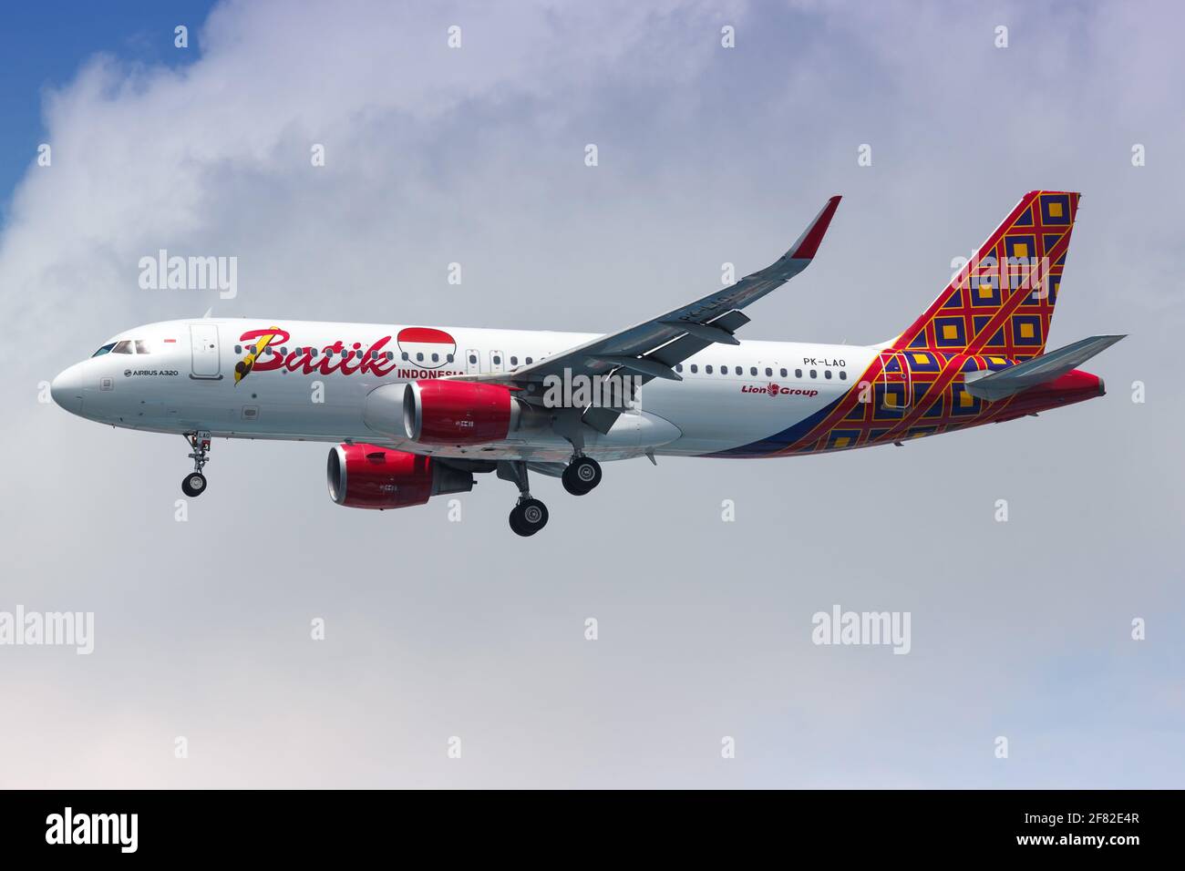 Jakarta, Indonesien – 26. Januar 2018: Batik Air Airbus A320 am Flughafen Jakarta (CGK) in Indonesien. Airbus ist ein Flugzeughersteller aus Toulouse, Stockfoto