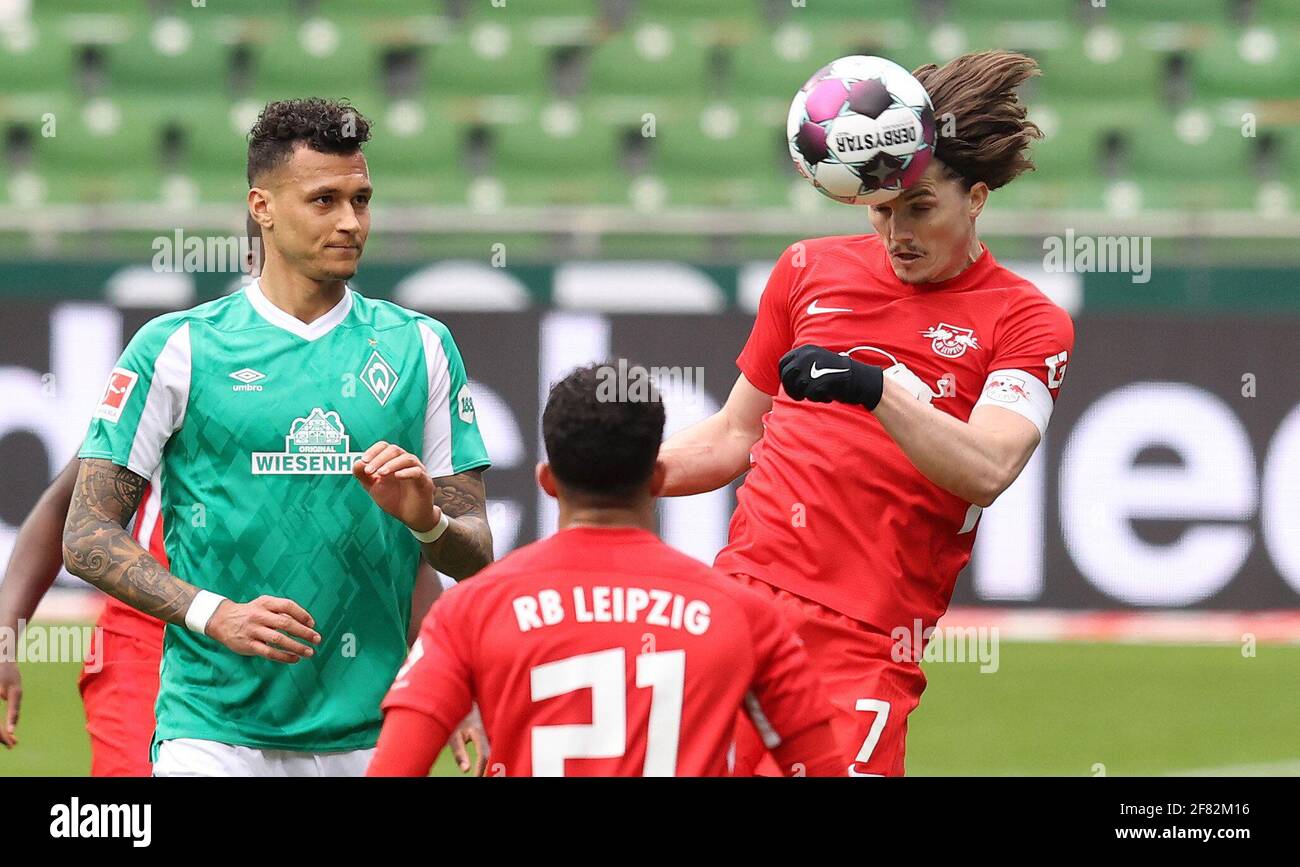 firo: 04/10/2021 Fuvuball, Saison 2020/21 1. Bundesliga: SV Werder Bremen - RB Leipzig Marcel Sabitzer, Single Action im Einsatz weltweit Stockfoto