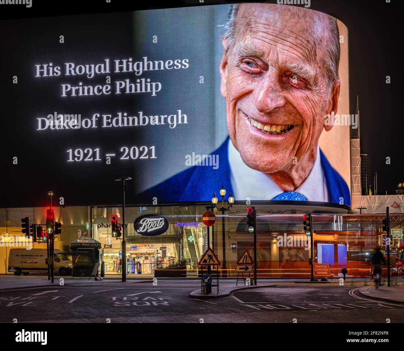 Ein Denkmal für die verstorbene Königliche Hoheit, den Herzog von Edinburgh Im Zentrum von London Stockfoto
