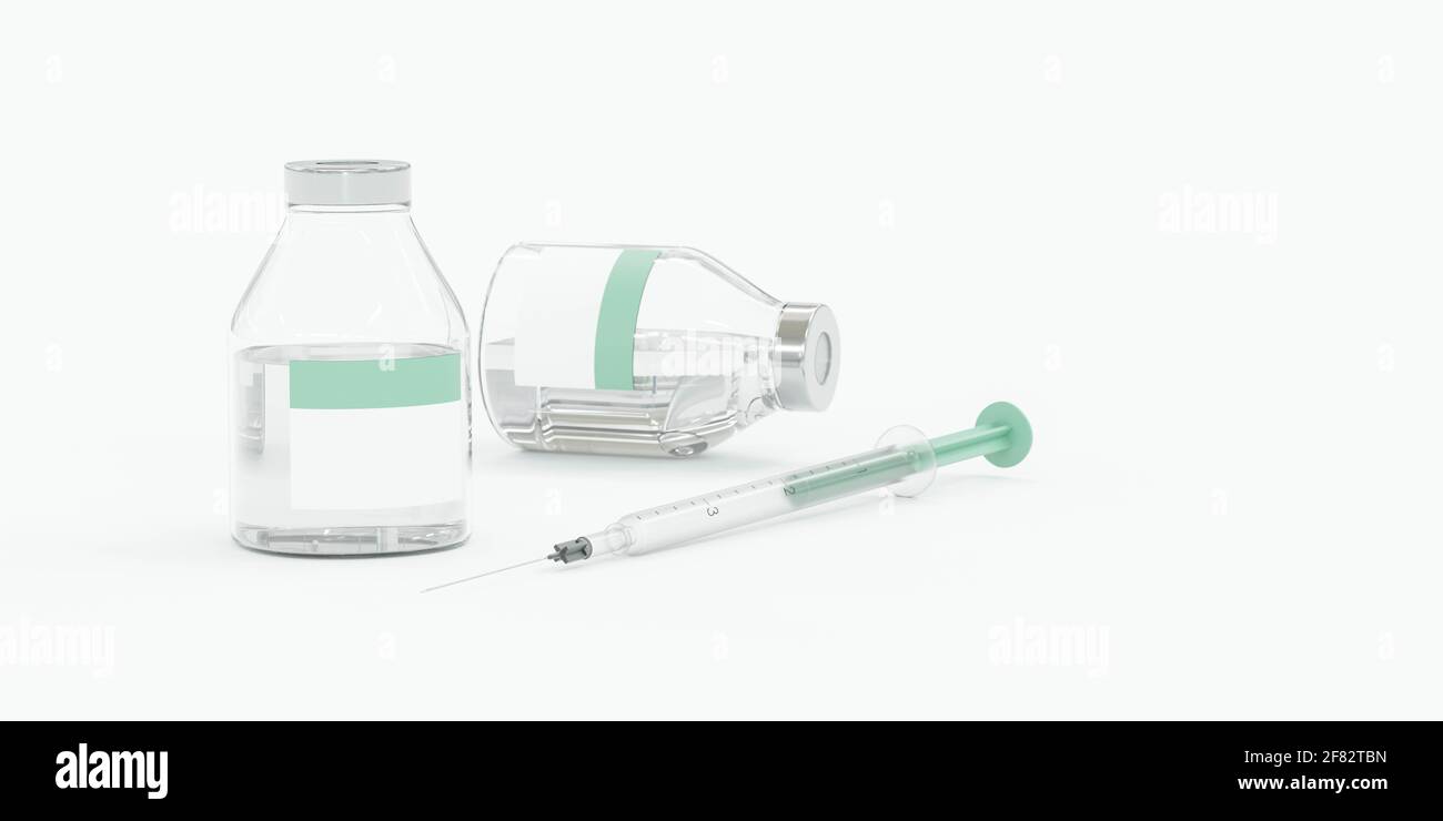 Impfstofffläschchen, moderne Technologie Pharmalabor moderner medizinischer Hintergrund 3d-Rendering-Illustration Stockfoto