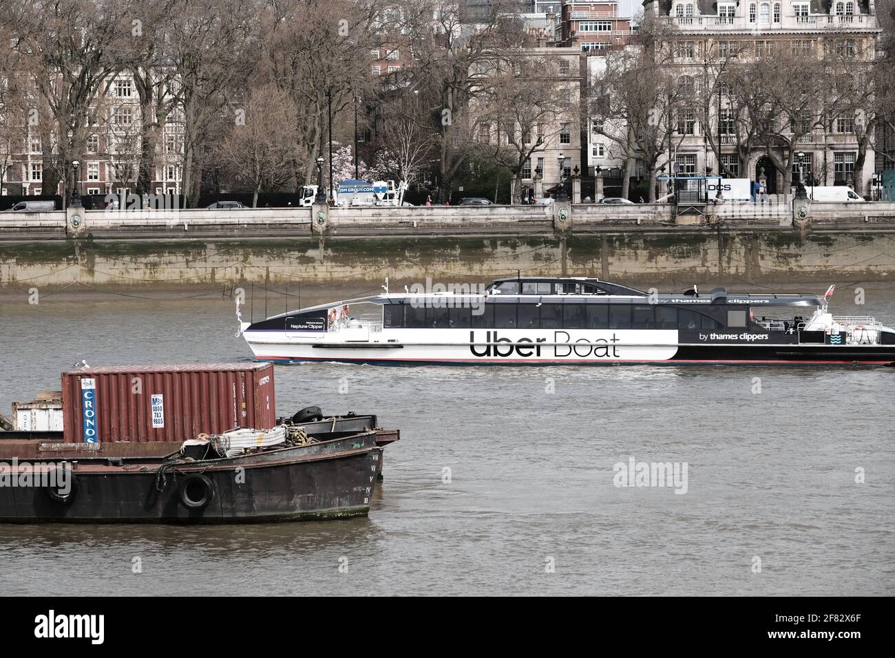 Uber boat, Thames River, London, Vereinigtes Königreich Stockfoto