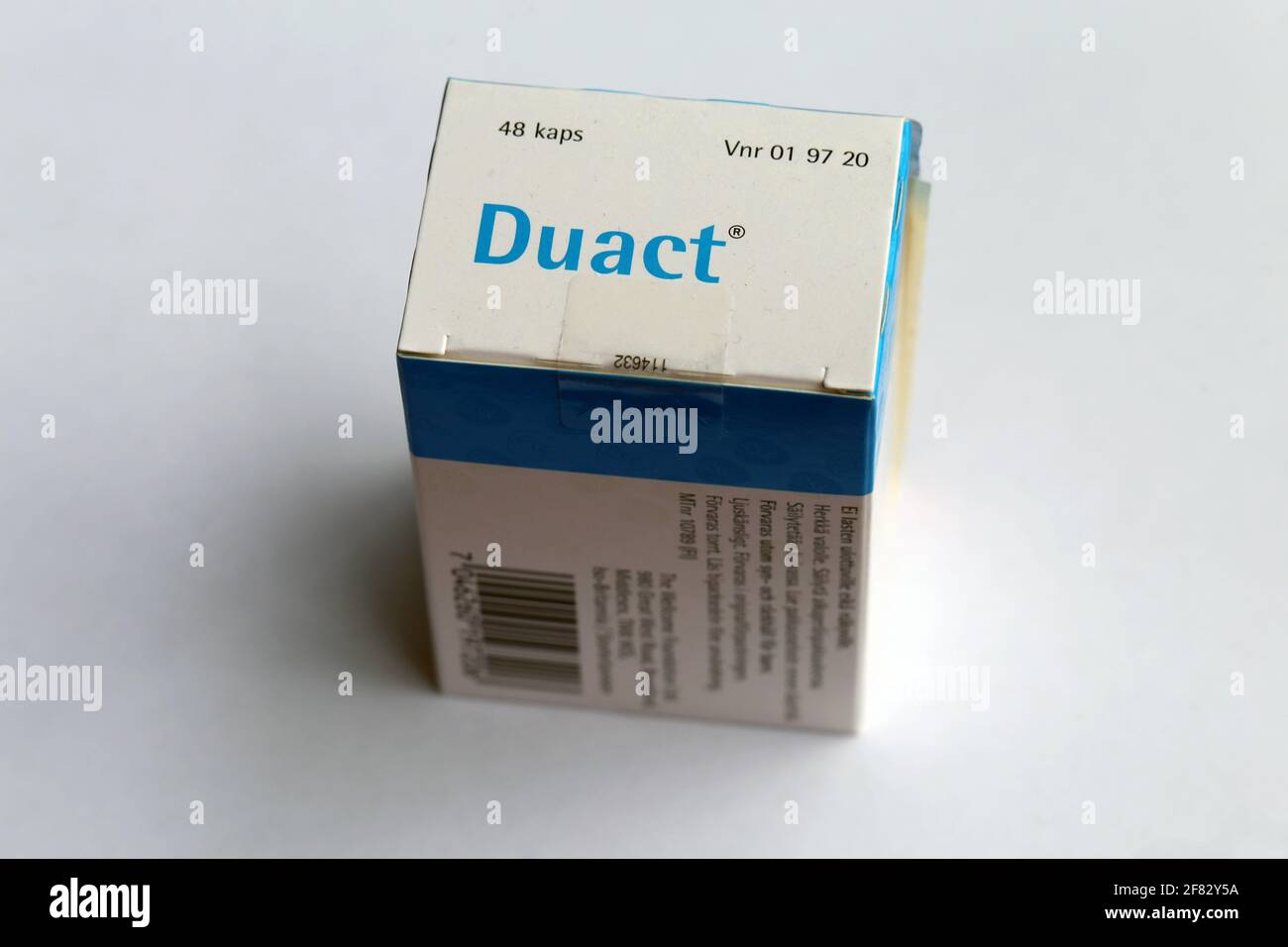 Duact-Kapseln - Allergie- und Kältemittel einschließlich Acrivastin 8 mg und Pseudoephroedin-Hydrochlorid 60 mg. Kann als Stimulans missbraucht werden. Stockfoto