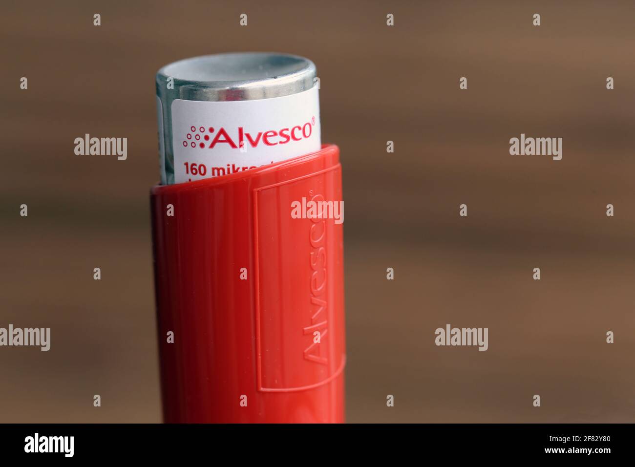 Alvesco 160 Mikrogramm pro Dosis Astma Medicine April 2020, Espoo, Finnland. Alvesco enthält Kortison, das zur Behandlung von Lungenentzündungen verwendet wird. Stockfoto