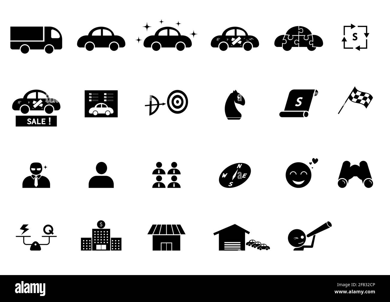 Set von Car Business Icons und Element, Vektor-Kunst Stock Vektor