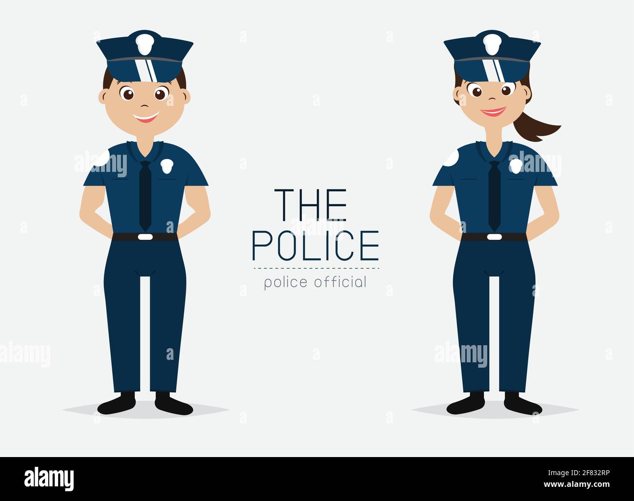 Vektor-Polizeibeamter mit Uniform; intelligenter Stil; Cartoon-Charakter-Design. Stock Vektor