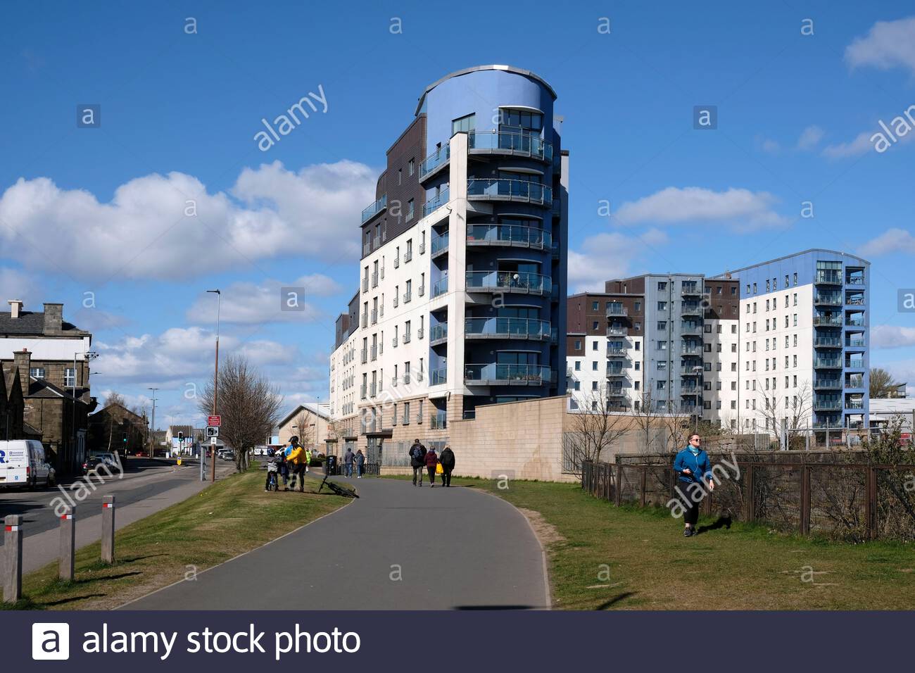 Moderne Wohnsiedlung, Lower Granton Road, Edinburgh, Schottland Stockfoto
