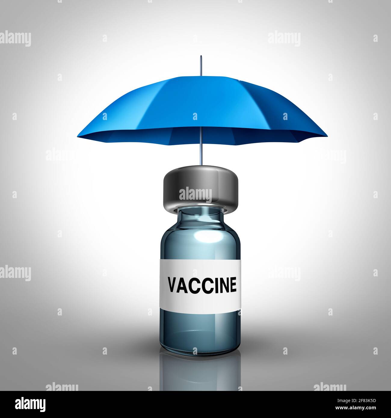 Impfkonzept und Impfstoffmedikamentöser Schutz und Grippe- oder Coronavirus-Medizin und Krankheitsvorbeugung als Flasche Impfstoff. Stockfoto