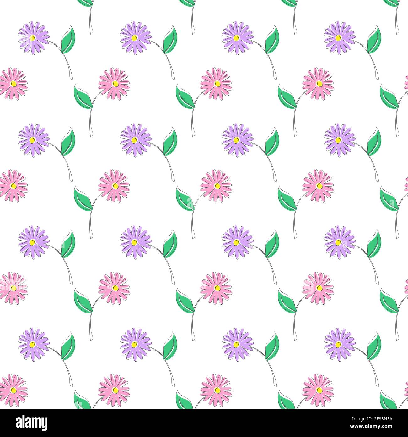 Nahtlose Blumenmuster für Texturen, Textilien, Verpackungen und einfache Hintergründe. Flacher Style. Stock Vektor