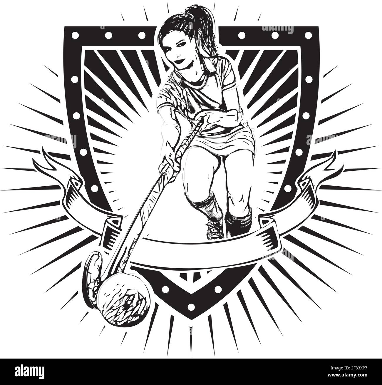 Hockeyspieler auf dem Schild Stock Vektor