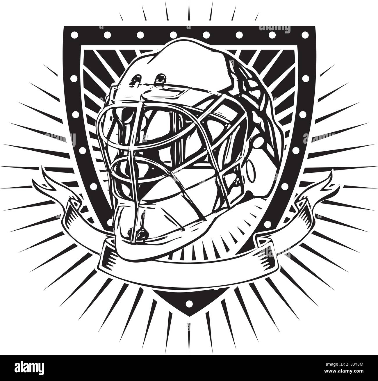 Torwart-Helm auf dem Schild Stock Vektor