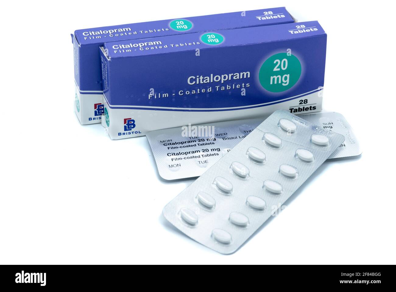 Citalopram, ein selektiver Serotonin-Wiederaufnahmehemmer (SSRI), Antidepressivum. Stockfoto