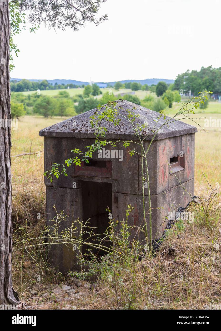 Ehemalige DDR-Grenzbefestigung an der innerdeutschen Grenze, Beobachtungsbunker, Point Alpha, Hessen, Thüringen, Deutschland Stockfoto