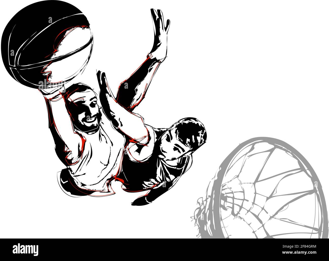 zwei Basketball-Spieler in Aktion Stock Vektor