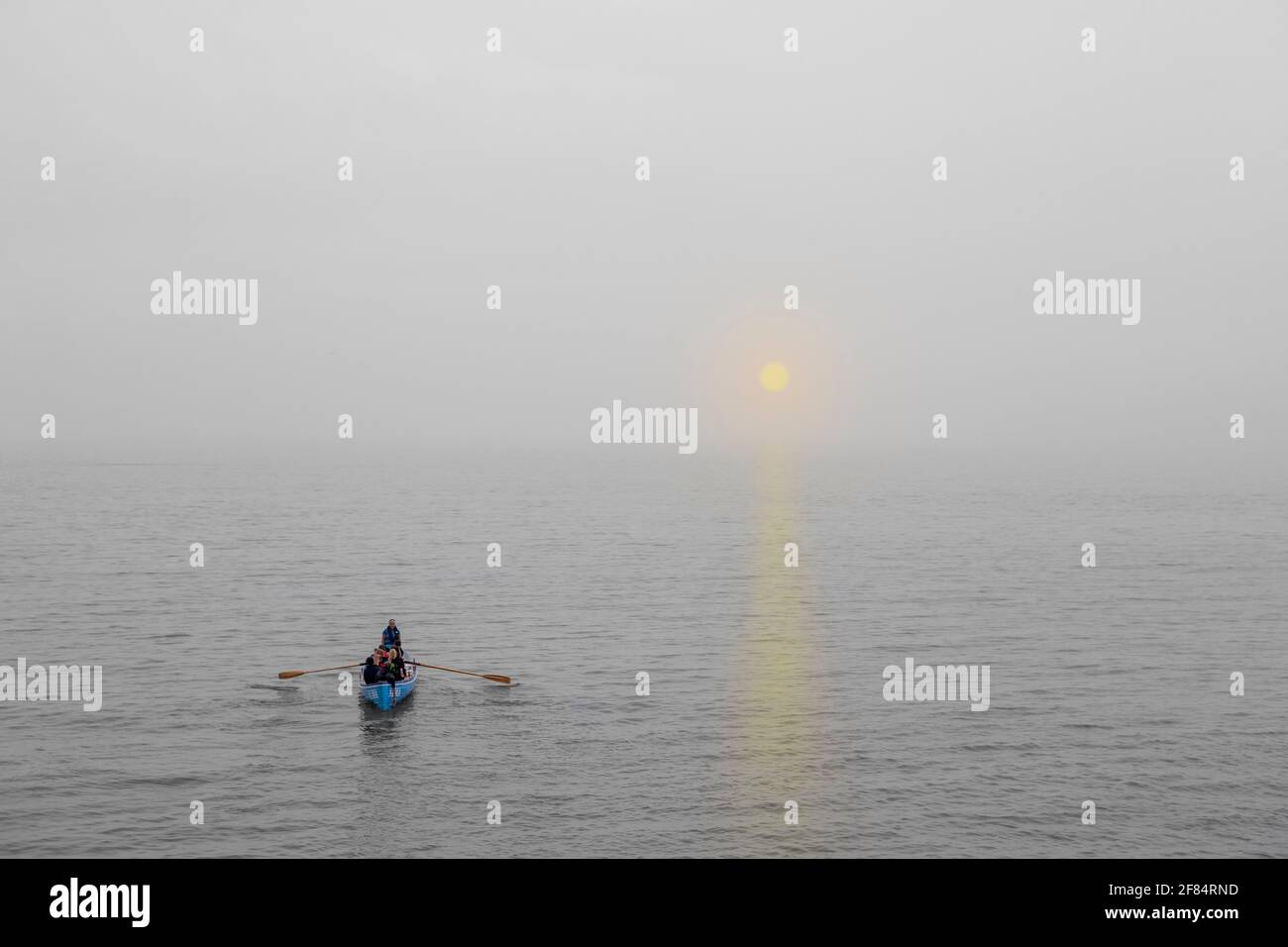 Sidmouth auf der Isle of Wight an einem nebligen Morgen Stockfoto