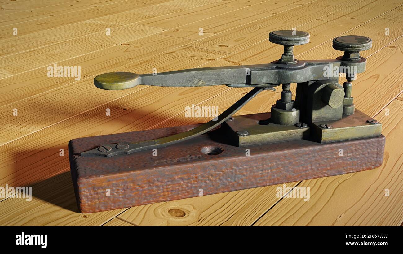 Vintage Morse Telegraph-Taste Stockfoto