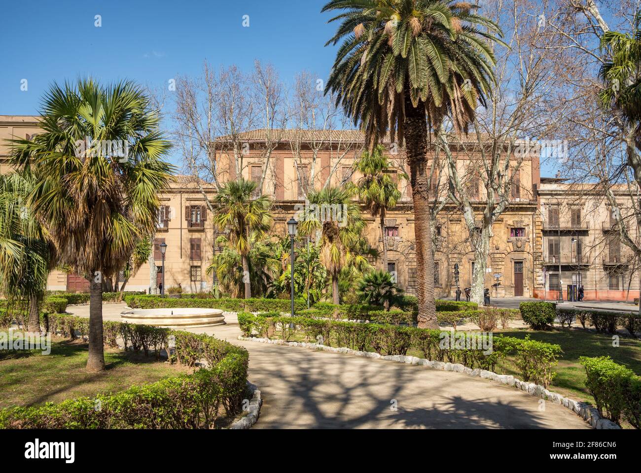 Villa Bonanno öffentlicher Garten im März in Palermo, Italien Stockfoto