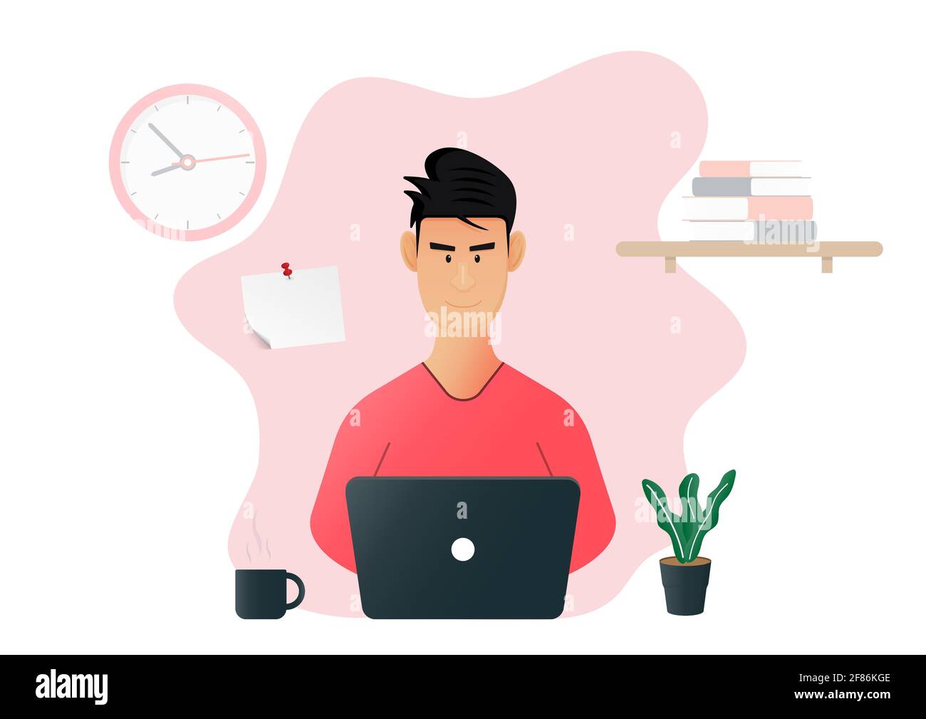 Bleiben Sie zu Hause und arbeiten Sie von zu Hause aus. Bleib zu Hause Bleib sicher. Bleiben Sie während des Coronavirus in Quarantäne. Vektorgrafik Stock Vektor