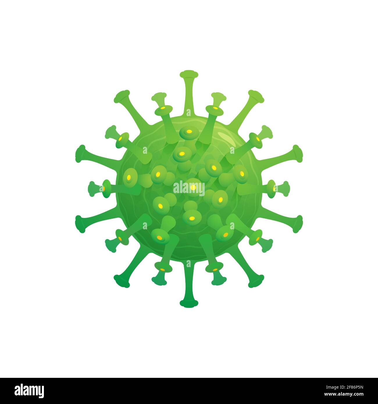 Die Stockvektordarstellung eines grünen Coronavirus ist auf einem weißen Hintergrund isoliert. Das Konzept ist eine Coronavirus-Bedrohung. Stock Vektor