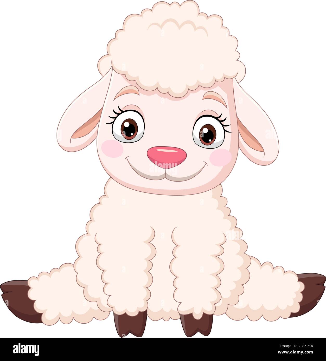 Cartoon lustige Baby Schafe sitzen Stock Vektor