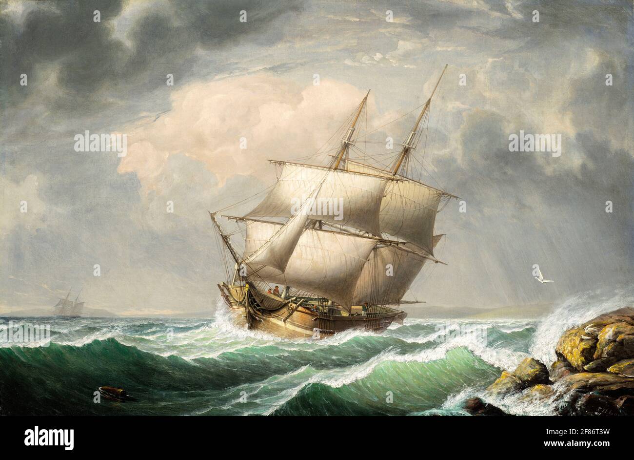Brig vor der Maine Coast (1851) von Fitz Henry Lane (1804-1865) USA Stockfoto