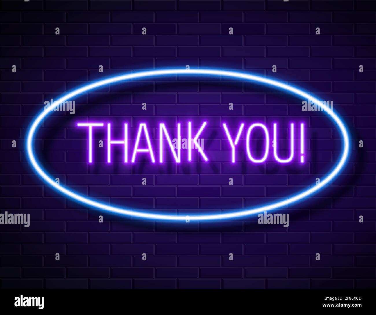 Vielen Dank realistische Neon Text Sign isoliert auf Ziegelwand Hintergrund Stock Vektor