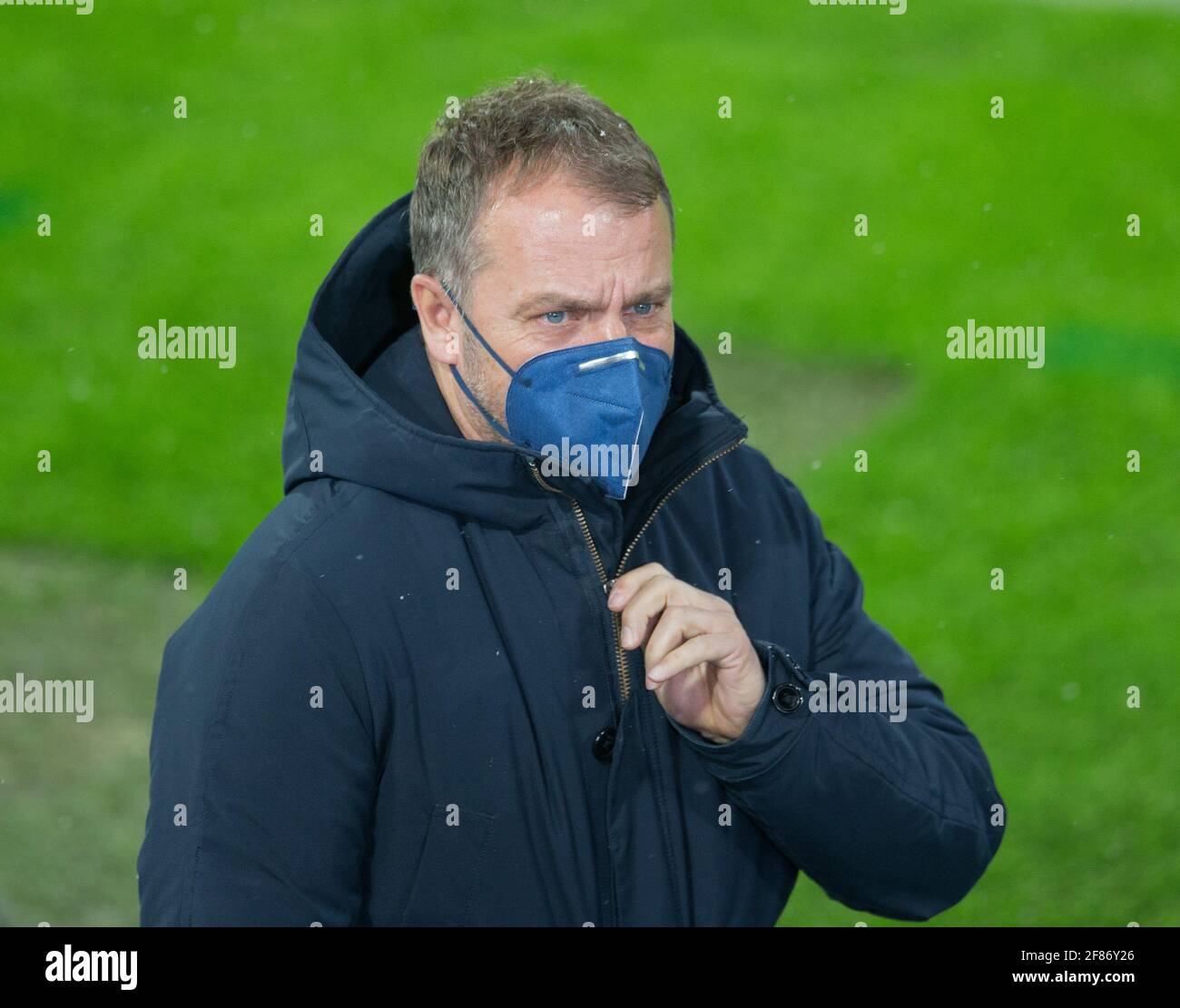 Trainer Hans-Dieter Hansi Flick (FC Bayern München) Fußball UEFA Champions League Viertelfinale, erste Etappe: FC Bayern München - Paris SG, 04/07/2021 - Fußball UEFA Champions League 1/4 Finale, FC Bayern München gegen Paris Saint-Germain, 07. April 2021 - Verwendung weltweit Stockfoto