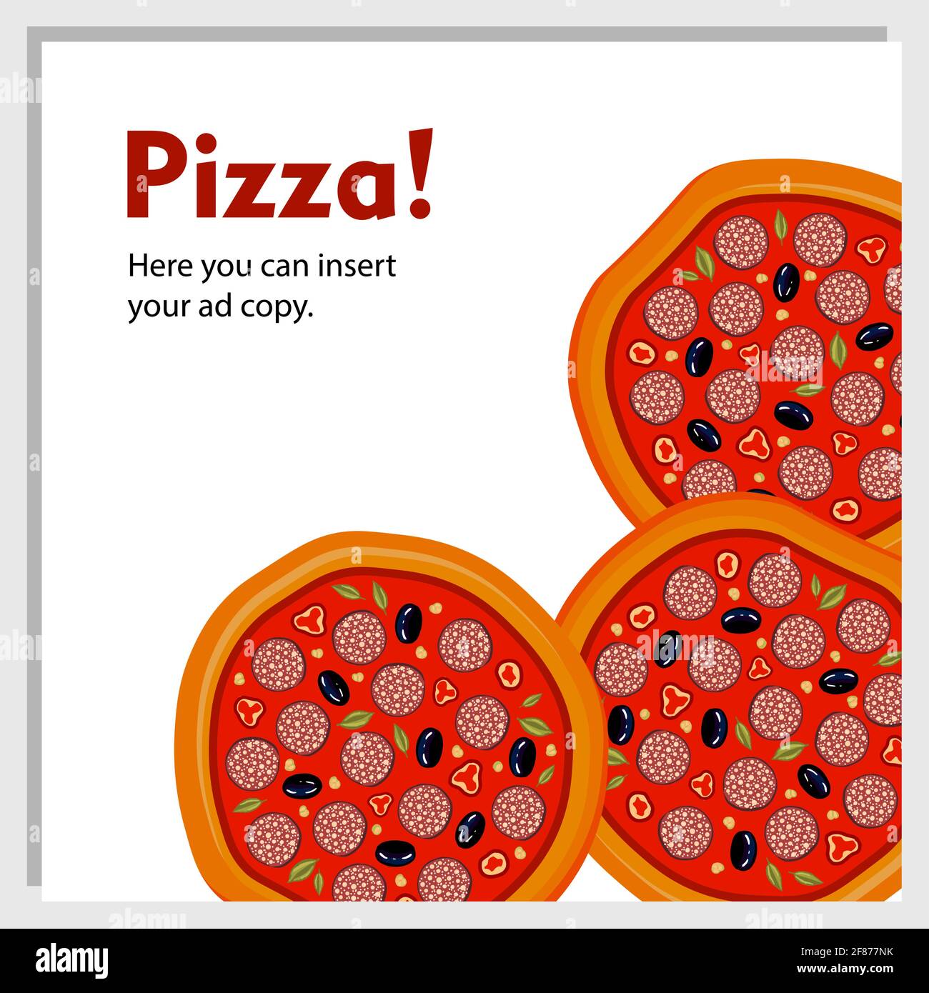Pizza-Poster. Menü für Pizzeria Vorlage. Vektorgrafik. Italienische Pizza. Stock Vektor