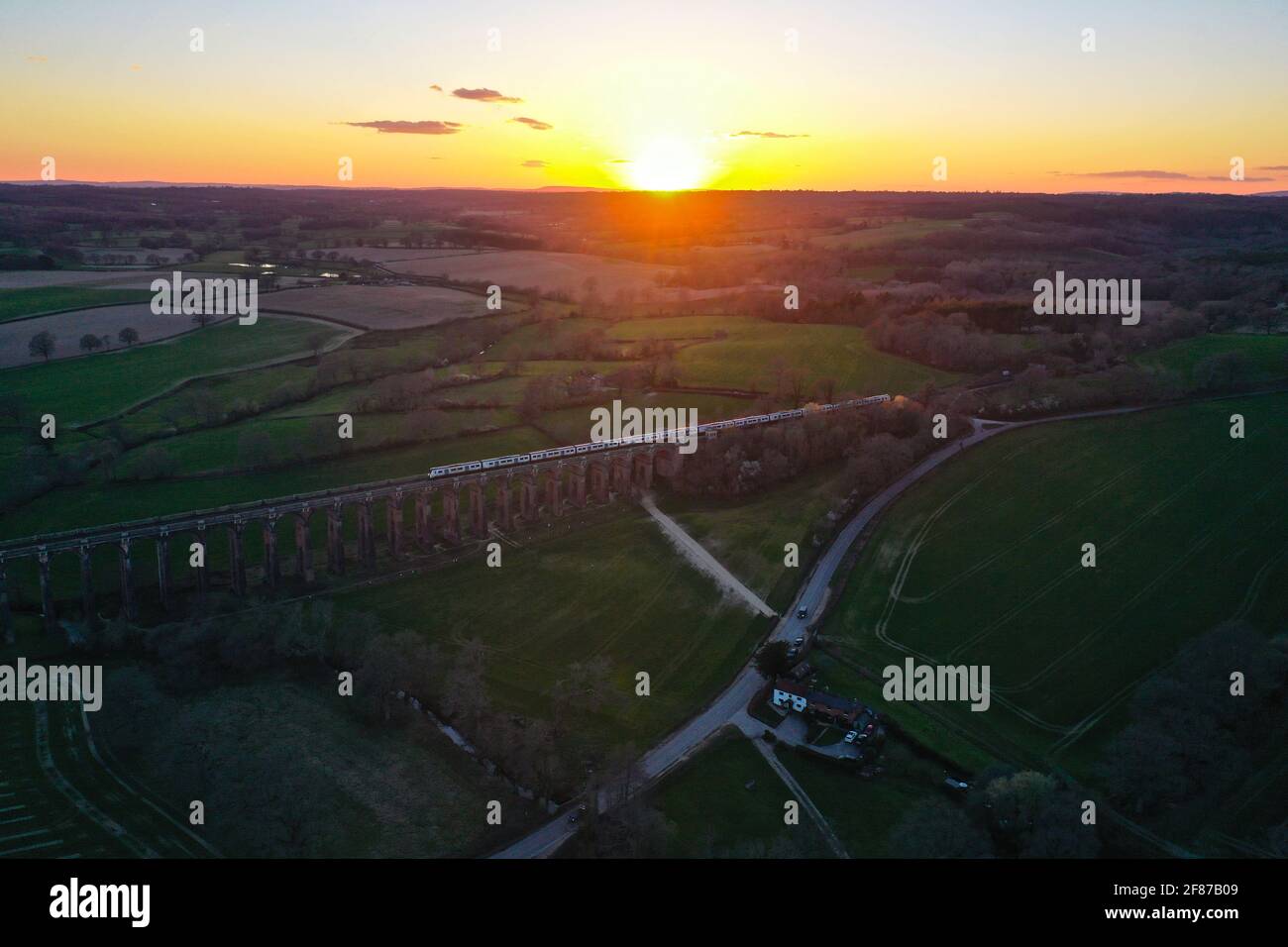 Drohnenbild des Viadukts von Ouse Valley, East Sussex Stockfoto