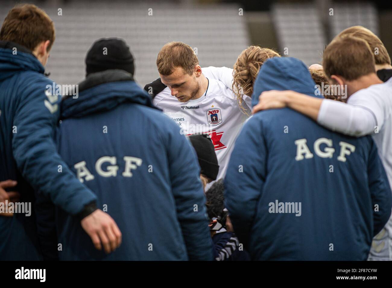 Aarhus, Dänemark. April 2021. Benjamin Hvidt (22) von der AGF beim 3F Superliga-Spiel zwischen Aarhus GF und FC Midtjylland im Ceres Park in Aarhus. (Foto: Gonzales Photo/Alamy Live News Stockfoto