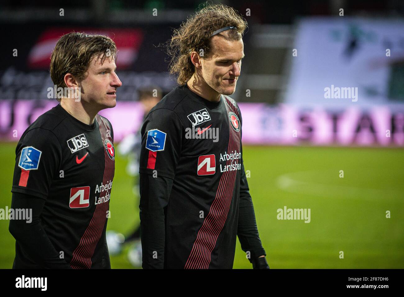 Aarhus, Dänemark. April 2021. Alexander Scholz vom FC Midtjylland nach dem 3F Superliga-Spiel zwischen Aarhus GF und FC Midtjylland im Ceres Park in Aarhus. (Foto: Gonzales Photo/Alamy Live News Stockfoto