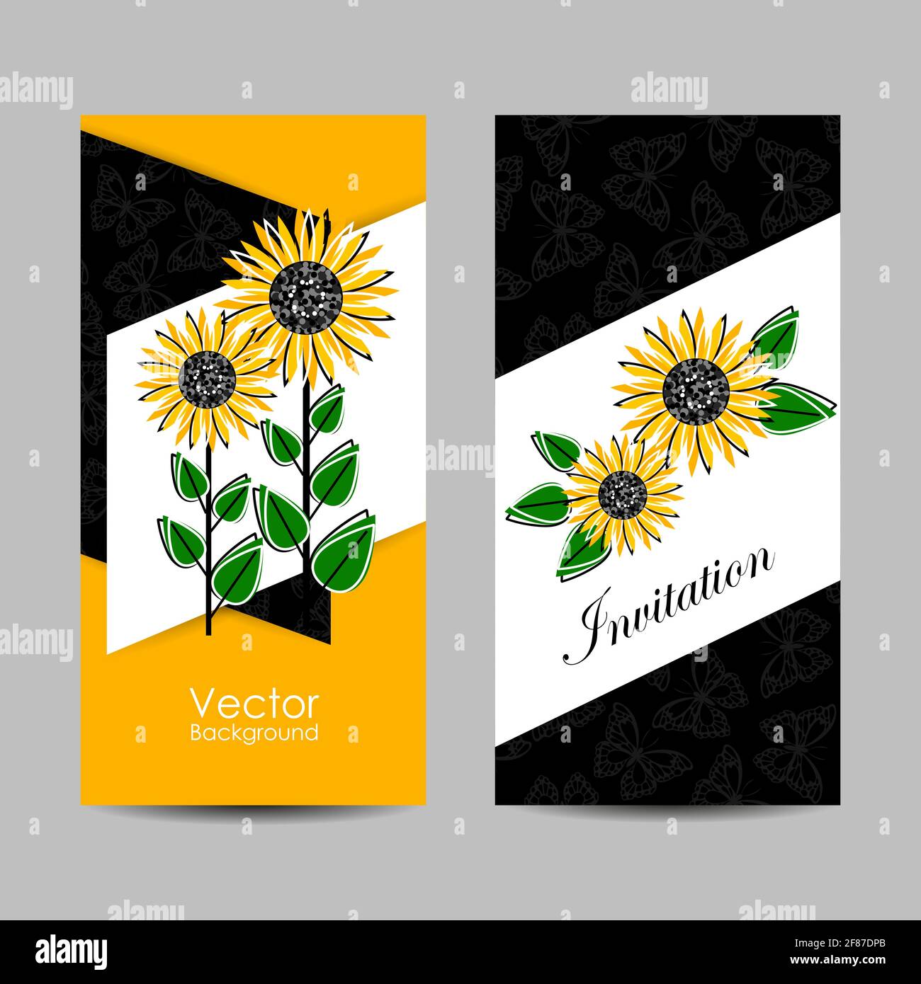 Set von vertikalen Fahnen mit schönen Blumen Stock Vektor