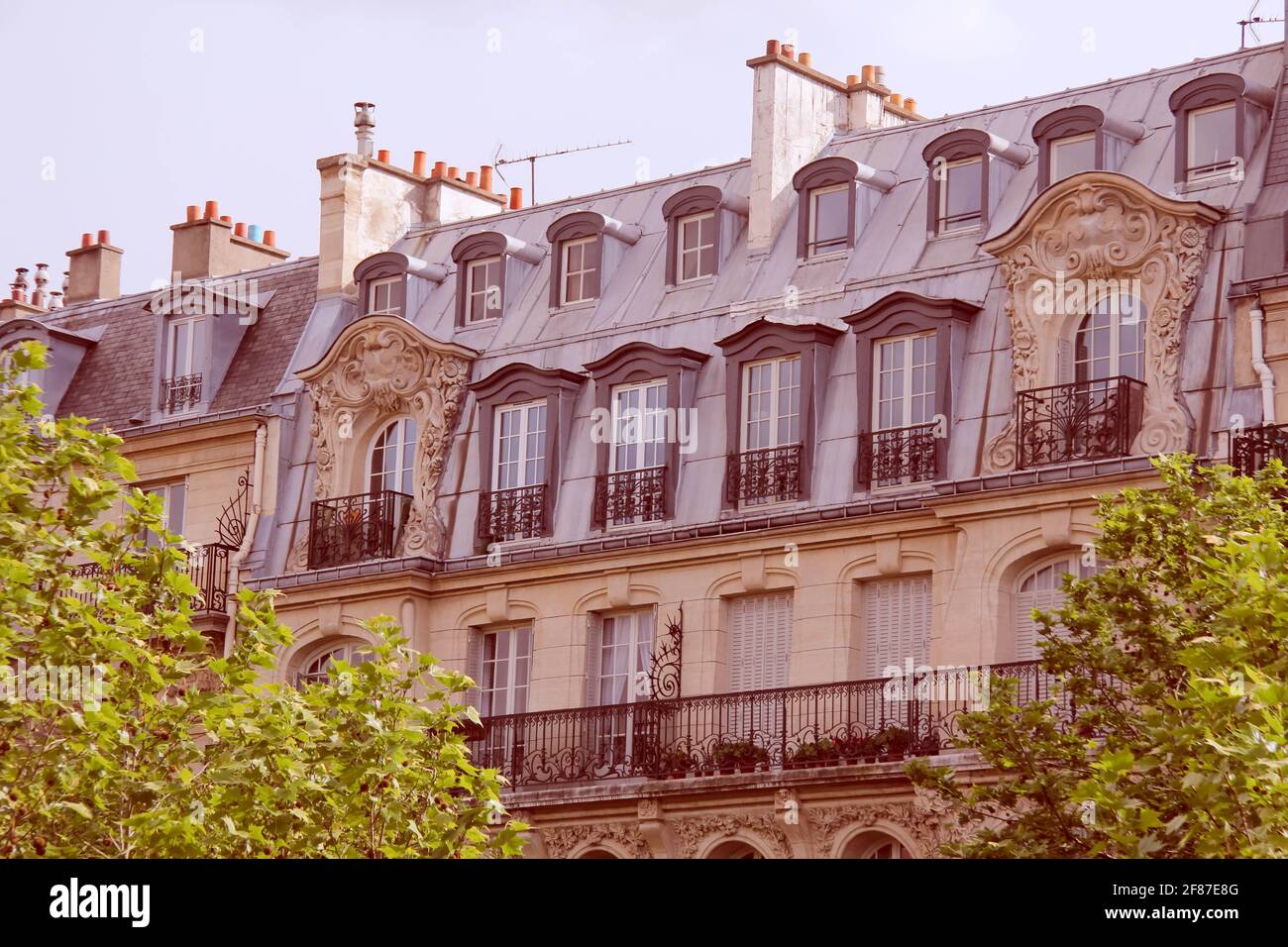 Pariser Gebäude. Haussmann-Stil. Stockfoto