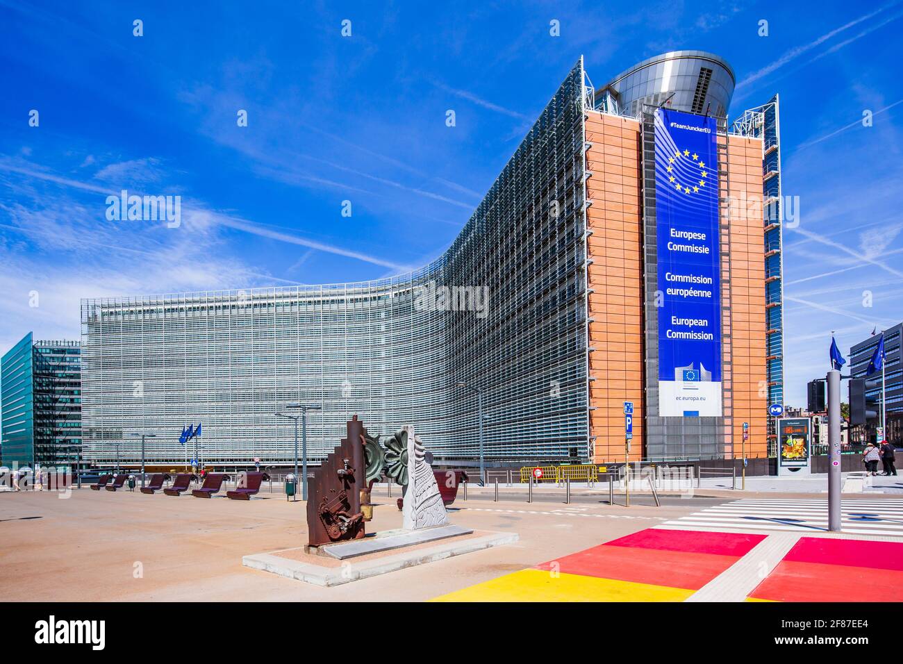 Brüssel, Belgien - 12. August 2018: Sitz der Europäischen Kommission in Brüssel, Belgien. Stockfoto