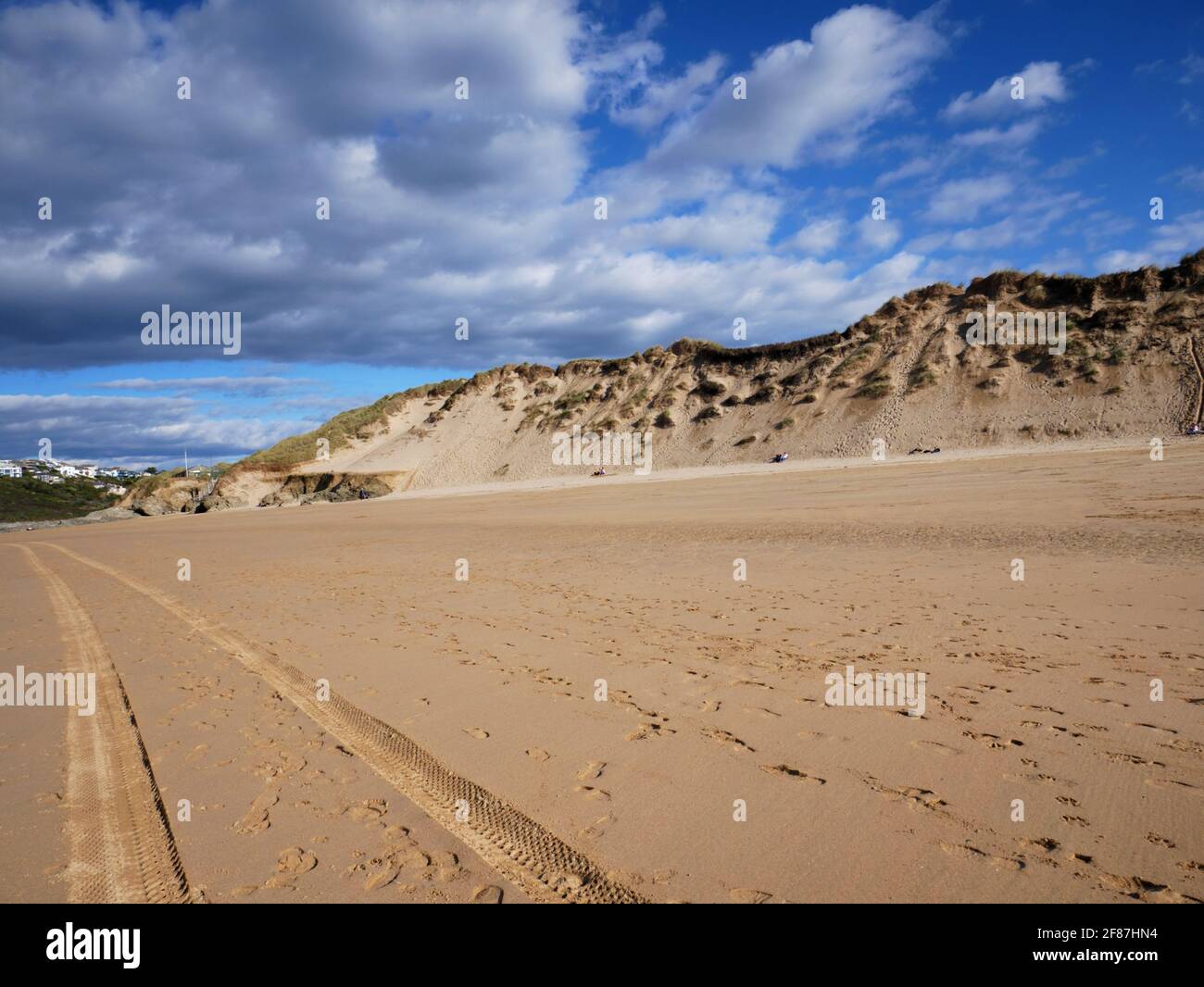 Sanddünen, Crantock Beach, Newquay, Cornwall. Stockfoto