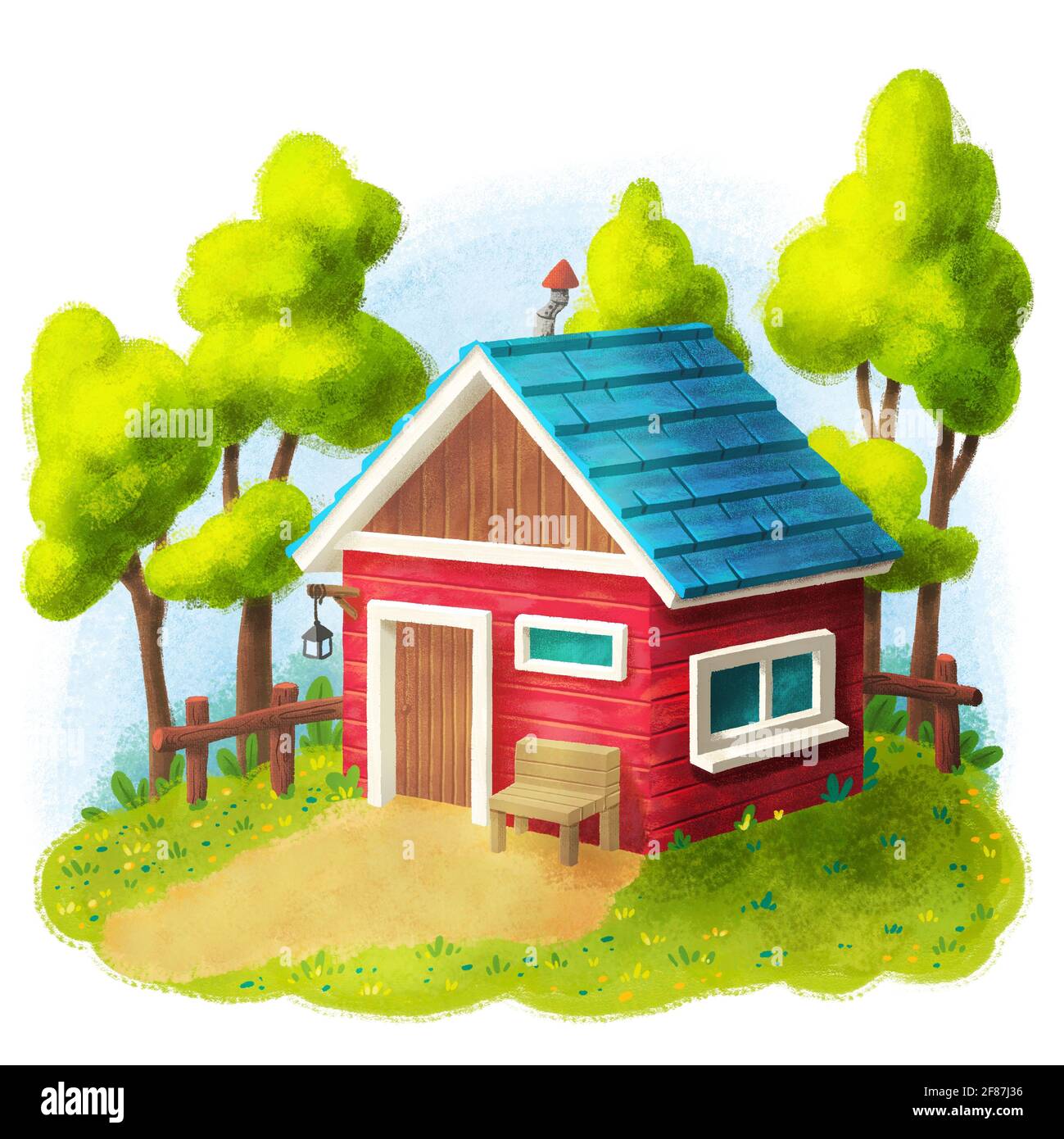 House building comic tree window Fotos und Bildmaterial in hoher