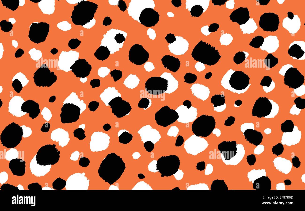 Abstraktes modernes Leopardenmuster. Tiere trendy Hintergrund. Orange und schwarz dekorative Vektor Stock Illustration für Druck, Karte, Postkarte Stock Vektor