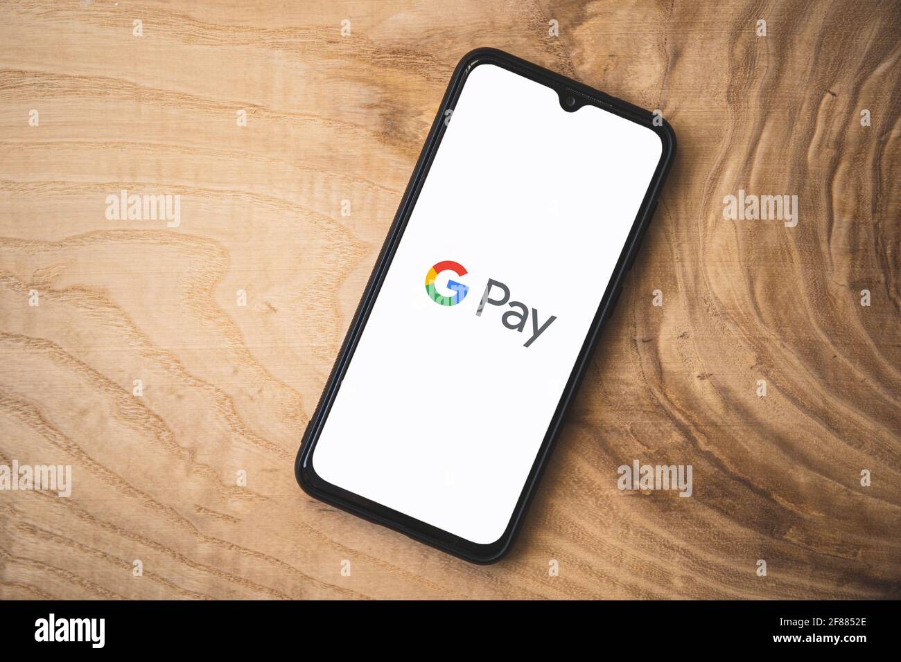 Google Pay ist eine digitale Wallet-Plattform und ein Online-Zahlungssystem, das von Google entwickelt wurde, um kontaktlose in-App-, Online- und in-Person-Einkäufe zu tätigen Stockfoto