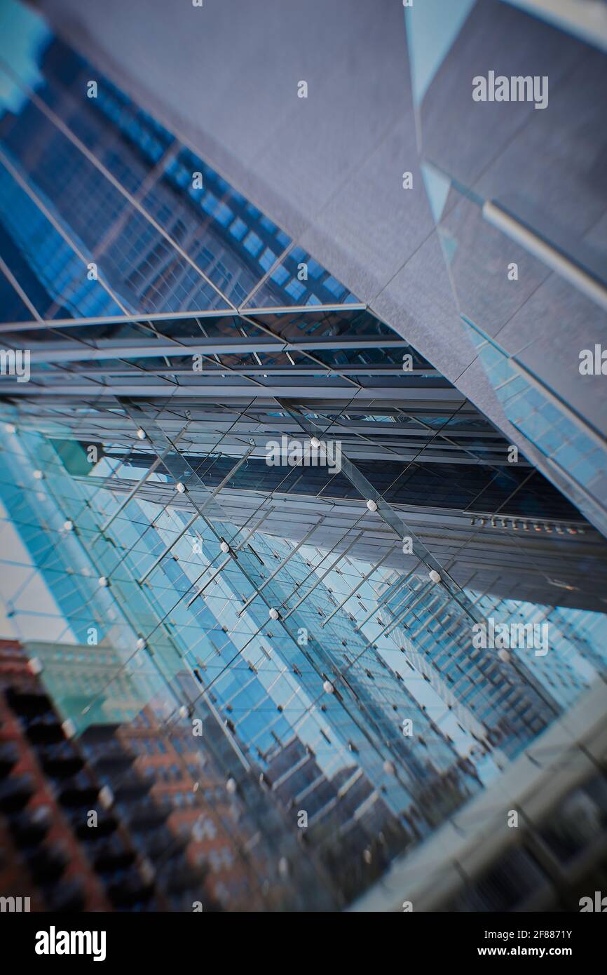 Lensbaby Bild der modernen Chicagoer Architektur in Farbe Stockfoto