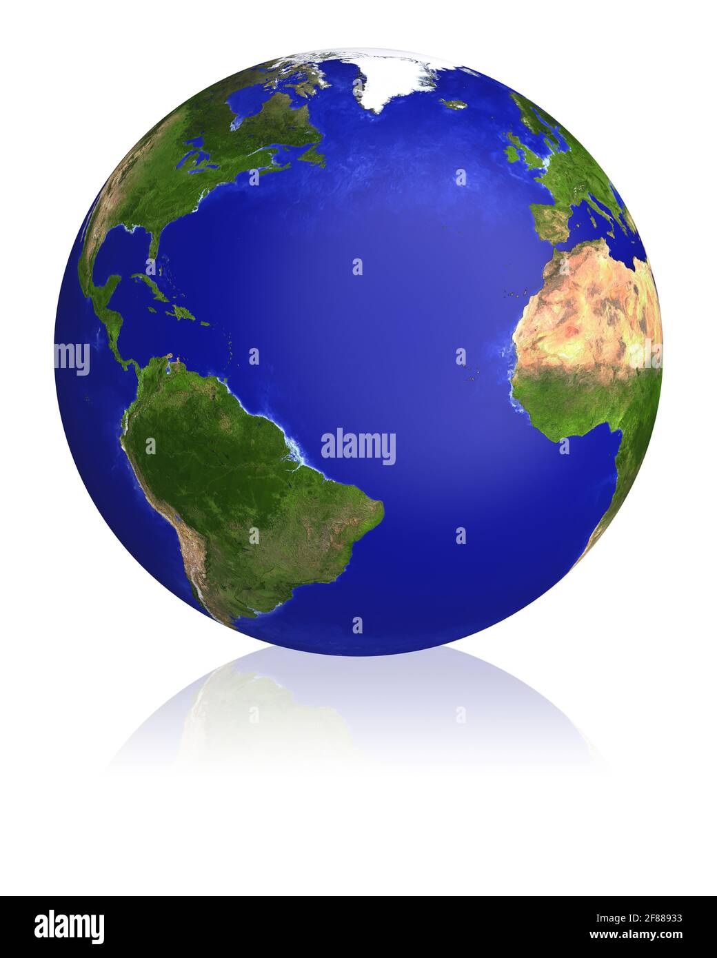 Erdplaneten-Globus-Karte. Seite des Atlantischen Ozeans. Die Erdstruktur dieses Bildes, die von der NASA eingerichtet wurde. (http://visibleearth.nasa.gov/view rec.php?id=2 Stockfoto