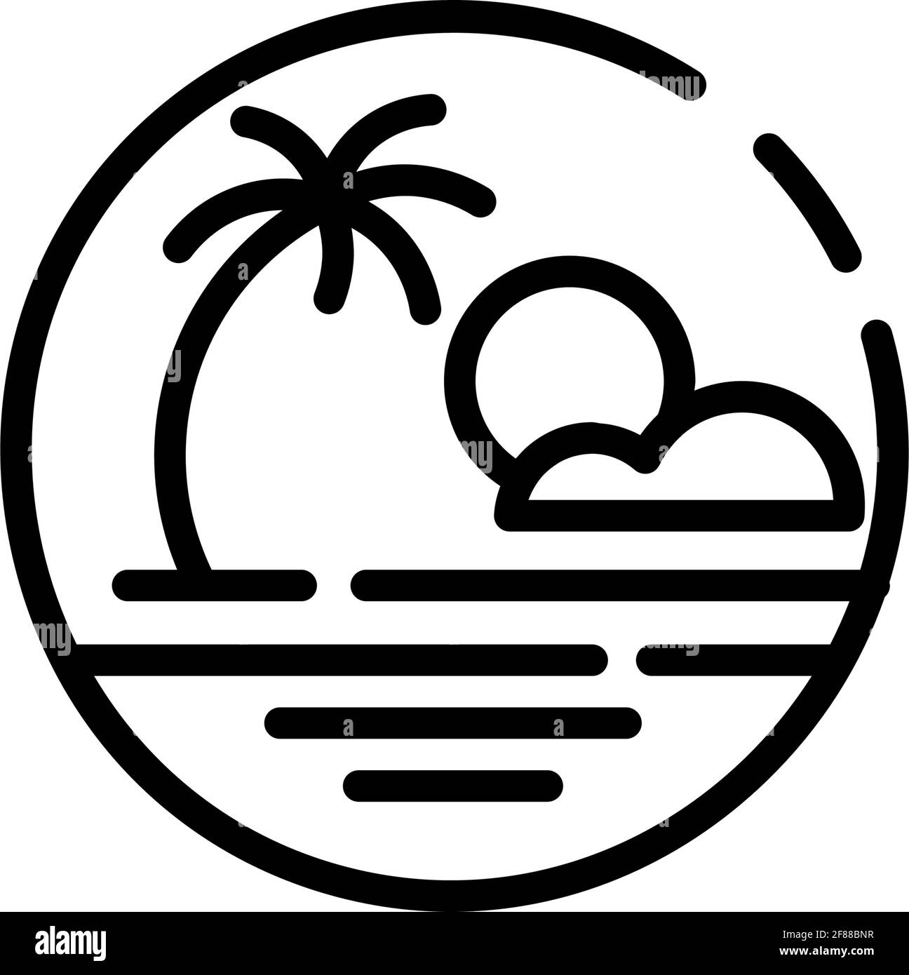 Sommer Strand Umriss Symbol Vektor Illustration, Strand und Meer Logo Design Inspiration für Vorlagen Stock Vektor