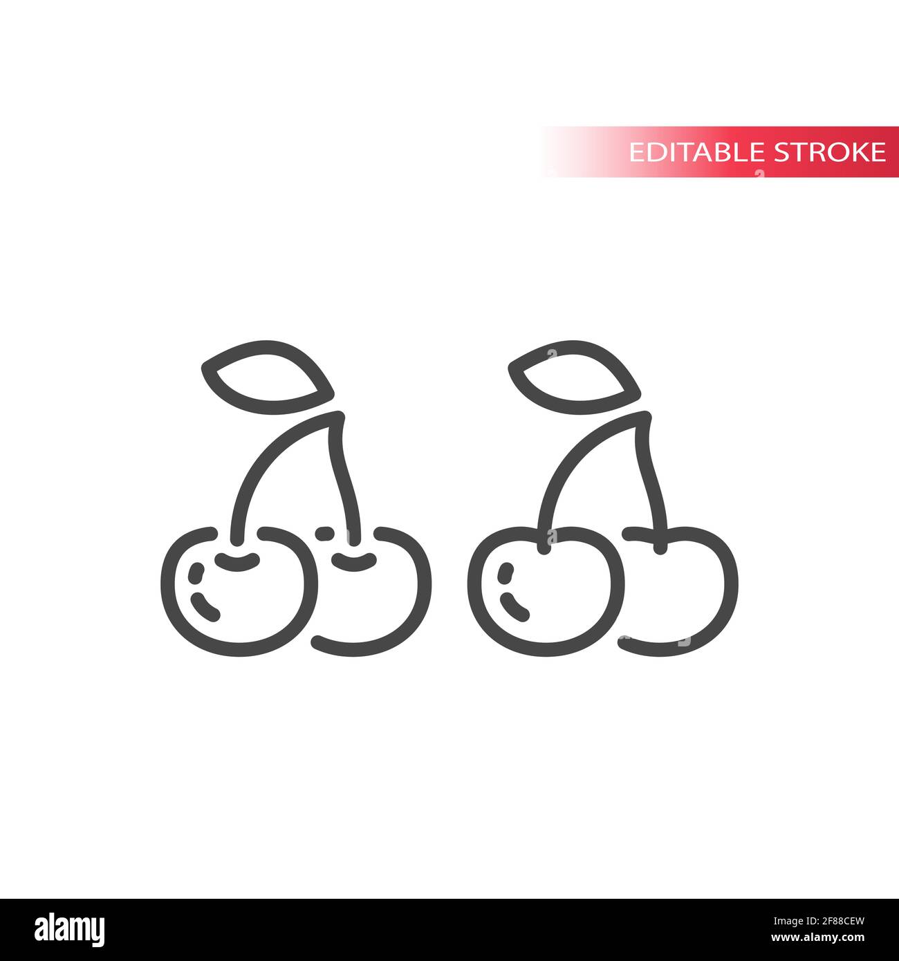 Vektorsymbol für die Kirschlinie. Kirschen umrandet Symbol, editierbare Kontur. Stock Vektor