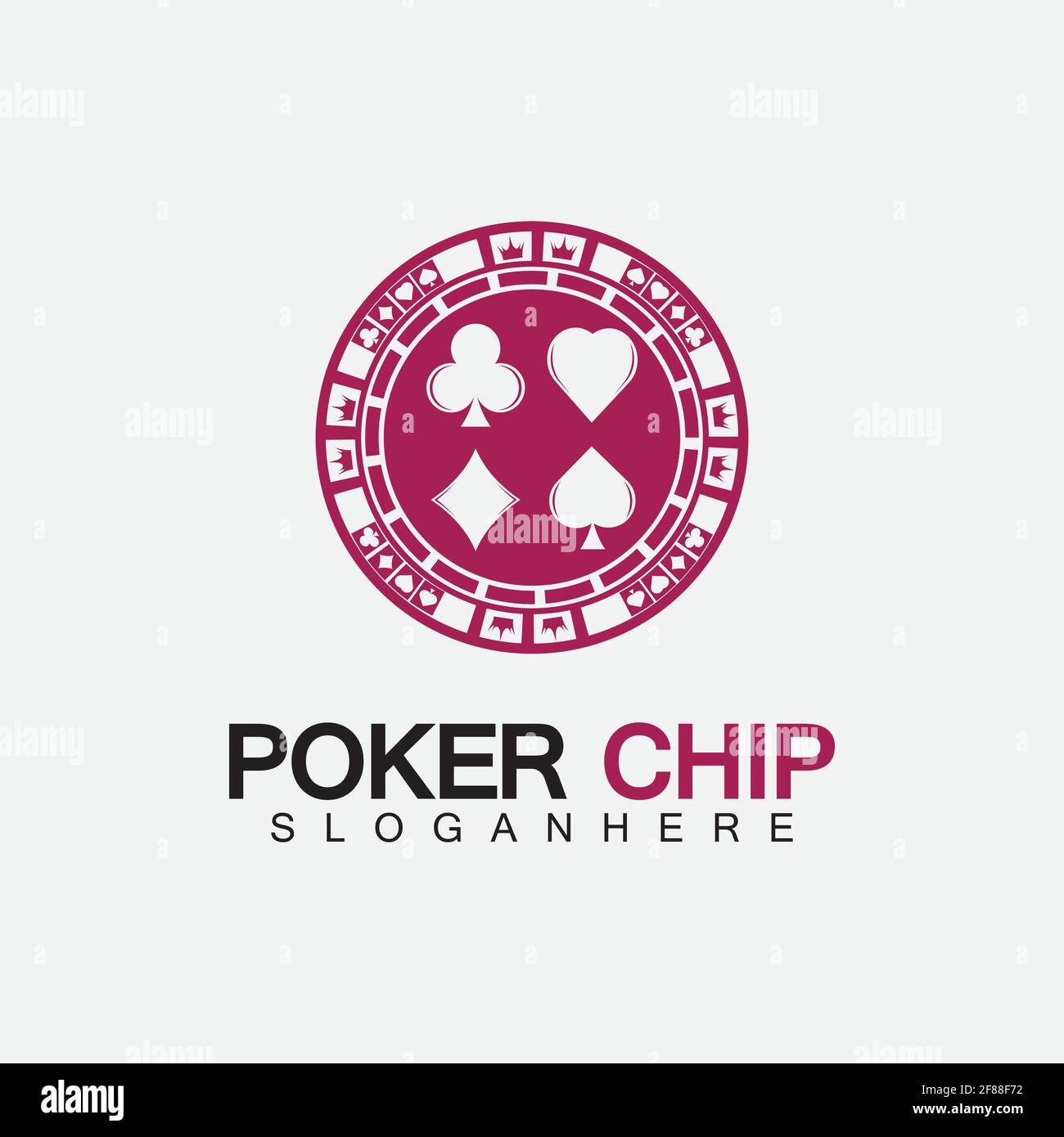 Casino-Chip-Symbol, Poker-Chip-Vektor-Symbol-Logo, Casino-Chips für Poker oder Roulette.Vektor-Illustration isoliert auf weißem Hintergrund. Stock Vektor