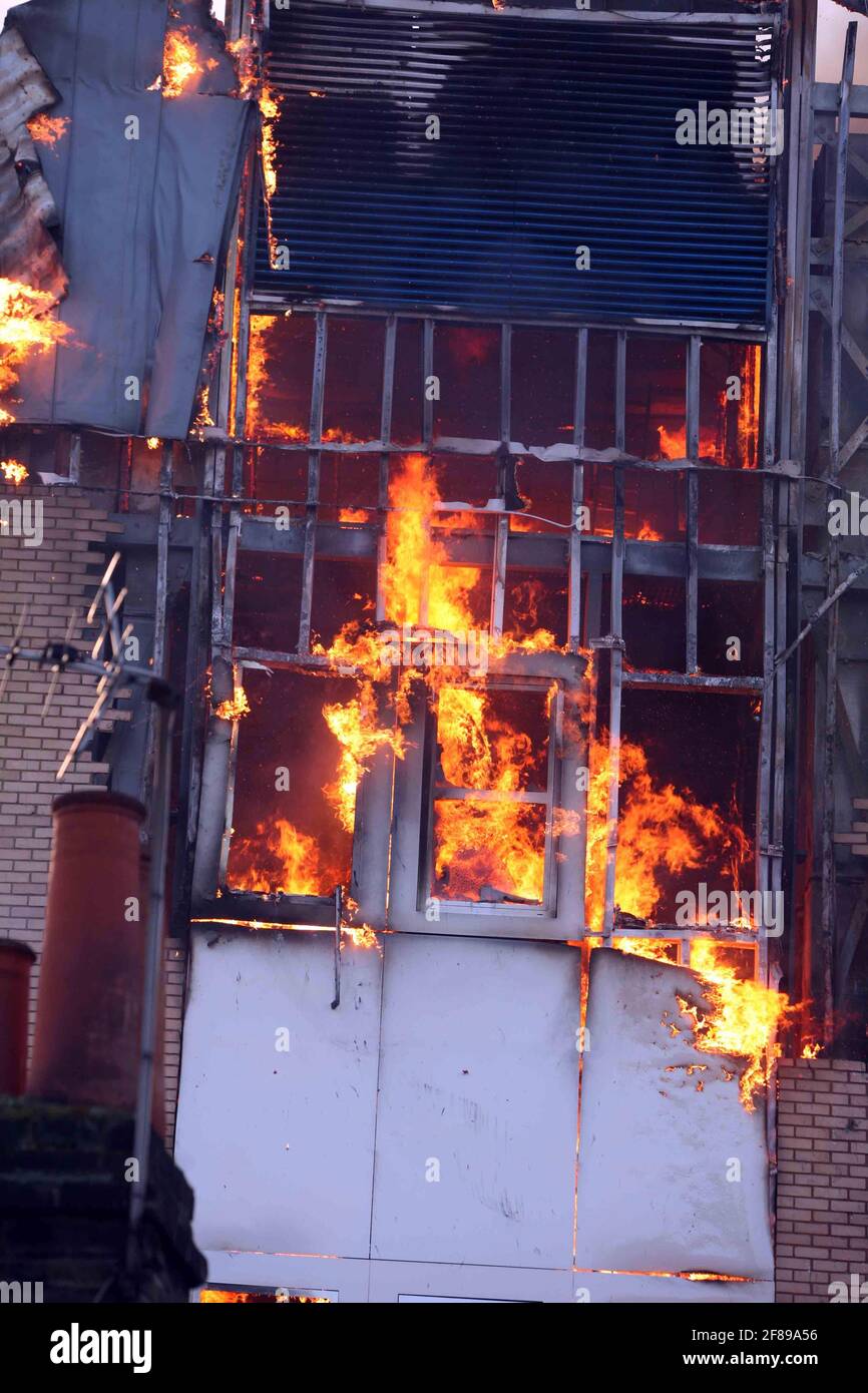 FEUER im Royal Marsden Krankenhaus in West London Bild David Sandison 2/1/08 Stockfoto