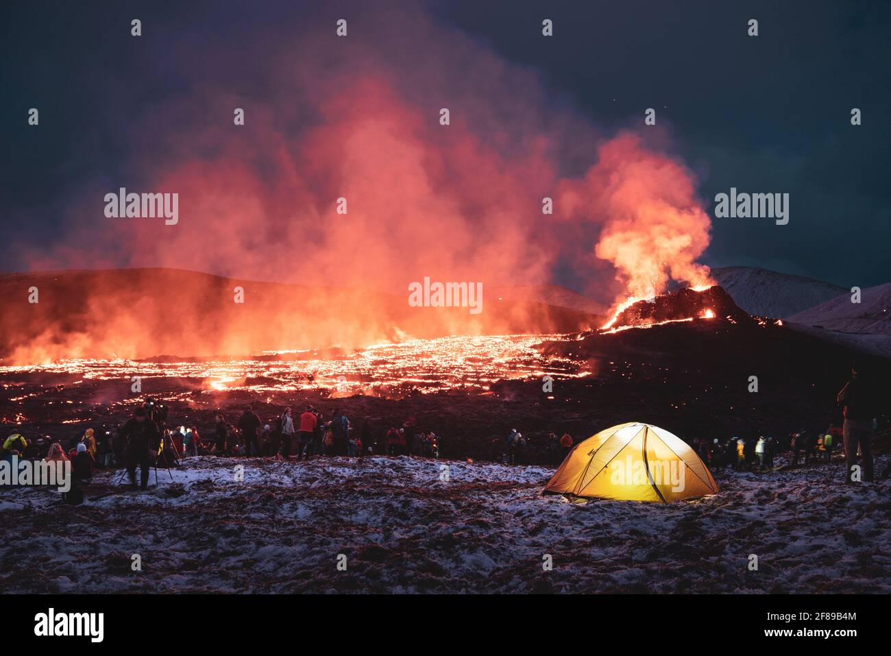 Vulkanausbruch in Island Stockfoto
