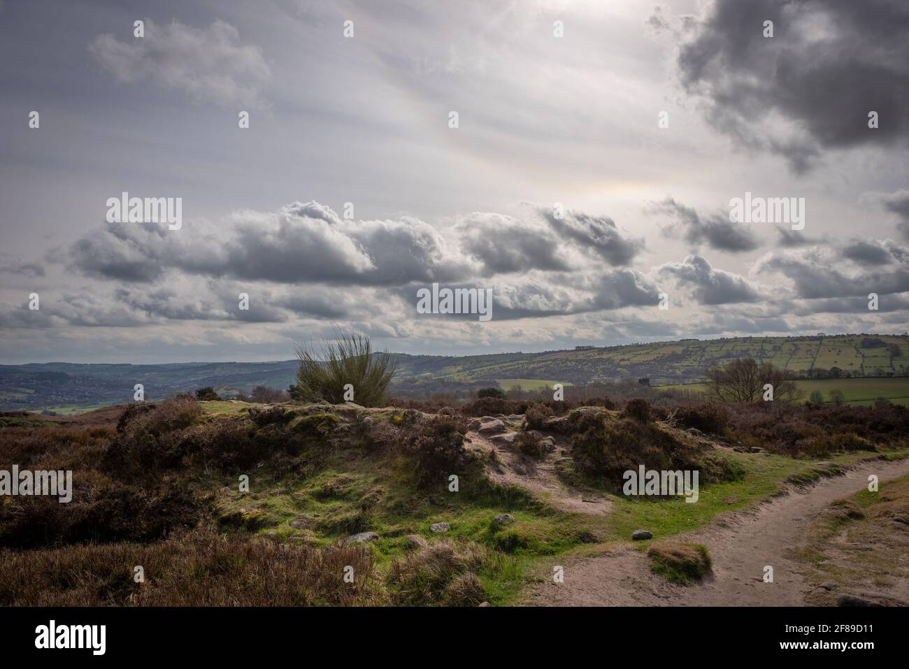 Eines von vielen bronzezeitlichen grabhügelchen auf Stanton Moor im Peak District National Park, Derbyshire, Großbritannien Stockfoto