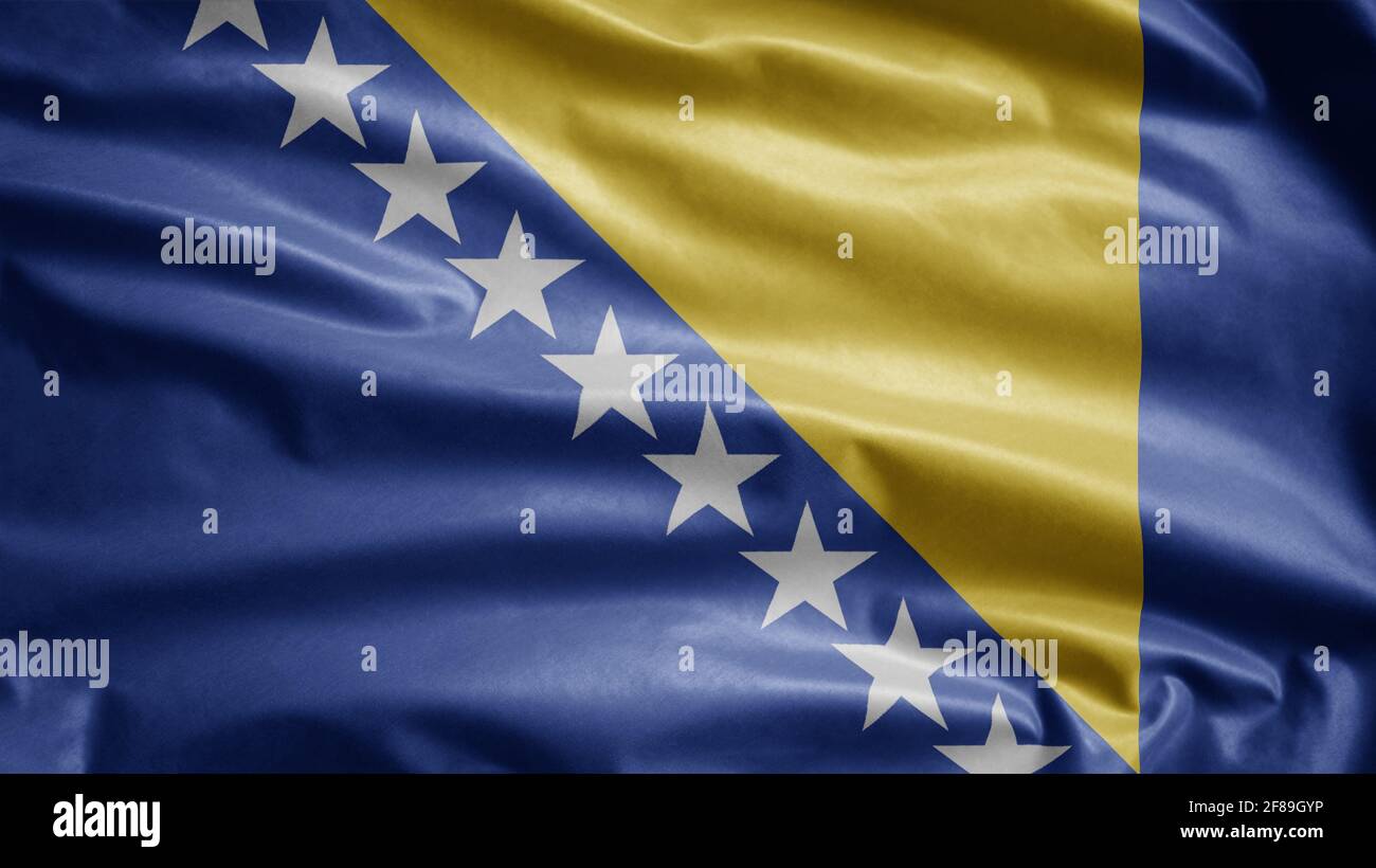 Flagge von Bosnien und Herzegowina winken im Wind, isolierten weißen  Hintergrund. Bosnische Flagge Stockfotografie - Alamy